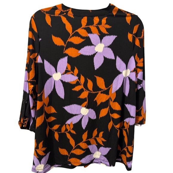 Carolyn Taylor Blouse Sz 1X Floral Blouse 3/4 Sleeve Blouse Top - Picture 12 of 12